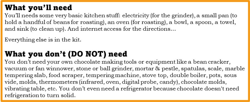 you just need some very basic kitchen tools to make your own chocolate with our make your own craft chocolate kit